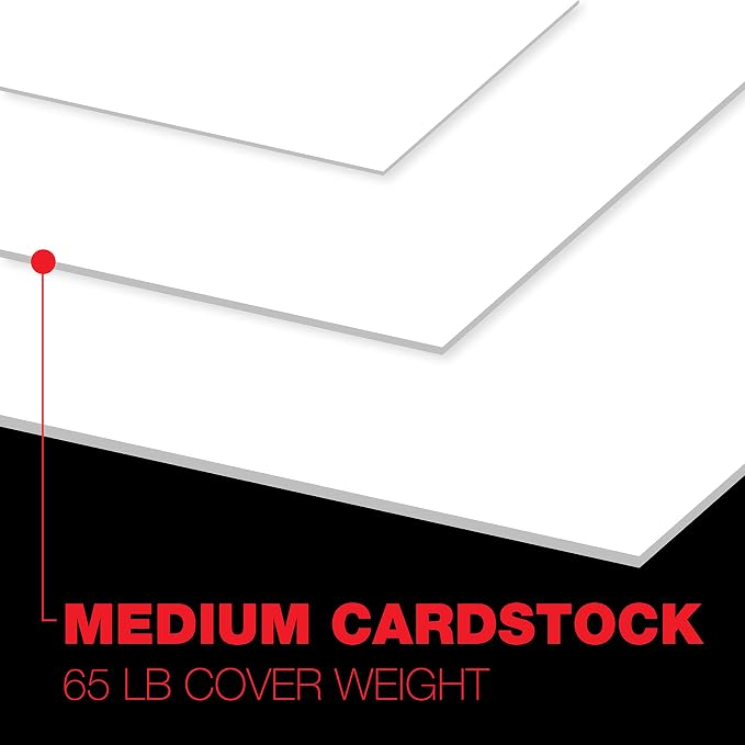 Accent Opaque White 8.5” x 11” Cardstock Paper, 65lb, 176gsm – 250 Sheets (1 Ream) – Premium Medium Weight Smooth Cardstock, Printer Paper for Invitations, Menus, Business Cards – 188560R