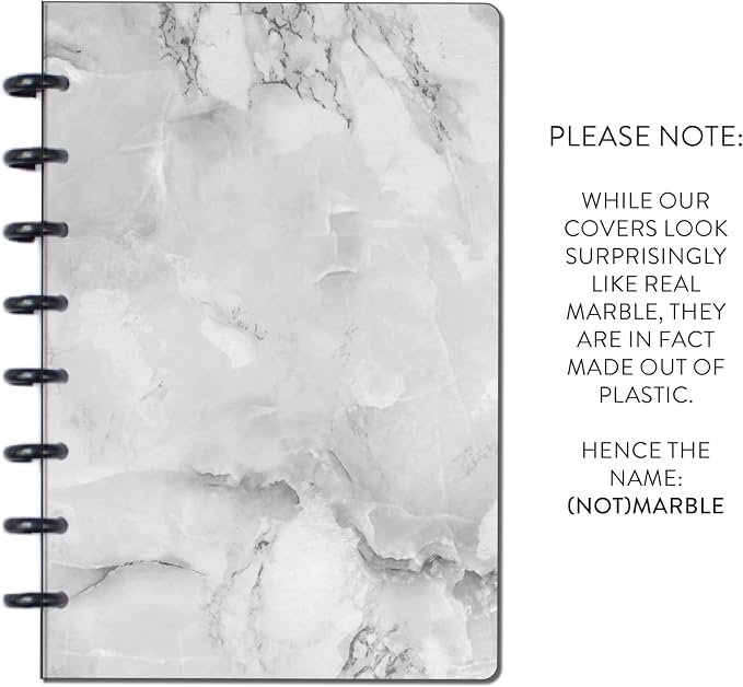 BetterNote COVER 9-Disc Planner Lightweight Durable MEDIUM (Not) Marble