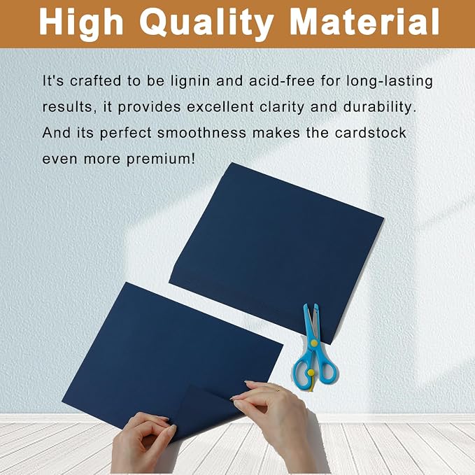 Silunkia 120 Sheets Navy Blue Cardstock 8.5 x 11 Craft Paper 92lb | Dark Blue Card stock Printer Paper for DIY Cards, Greeting Cards, Anniversary, Wedding Invitations, Menus, Graduations