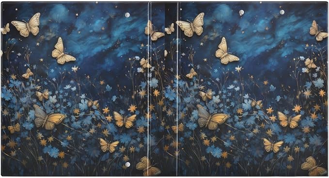 3 Ring Binder, Butterfly at Night File Folder Holds 200 Sheets File Storage for Women Men School Office Supplie