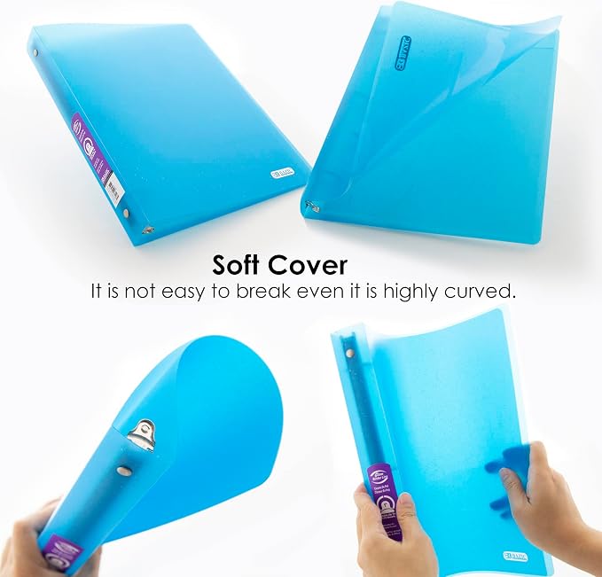BAZIC Products 1" Glitter Poly 3-Ring Binder, 1 Pocket, 4-Set | round rings, 1 in glitter poly 3-ring binder, 1 inside pocket, holds up to 175 sheets, Durable poly