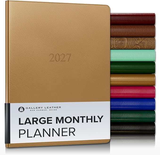 Gallery Leather Large Monthly Planner 2026-2027 Freeport Metallic Gold