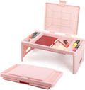 Loddie Doddie Lap Desk, Folding Desk, Portable Table, Blush, 9.75" x 12" | Trays & Pocket Keep Essentials Close, 2 lb Easy to Carry, Sturdy Plastic & Alloy Steel, Bed Desk, Bed Tray, Lap Desk for Kids