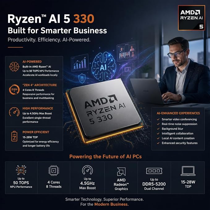 Lenovo ThinkCentre neo 55q Mini Desktop Ryzen AI 5 330, 32GB RAM 1TB SSD