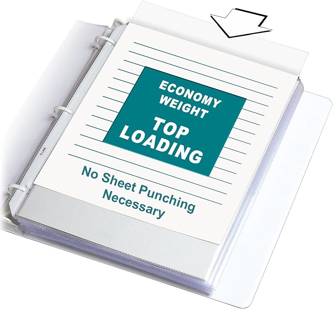 C-Line Top Loading Economy Weight Poly Sheet Protectors, Reduced Glare, 8.5 x 11 Inches, 100 per Box (62017)
