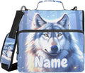 Custom Wolf Winter 3 Ring Binder Bag 1.5 inch Personalized Name Binder Organizer 500 Sheet Documents Storage for School Office