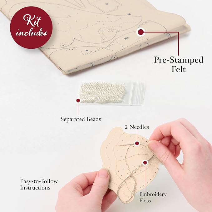 Bucilla Felt Applique 6 Piece Ornament Making Kit, Pearl Snowflakes, Perfect for Holiday DIY Arts and Crafts, 89682E