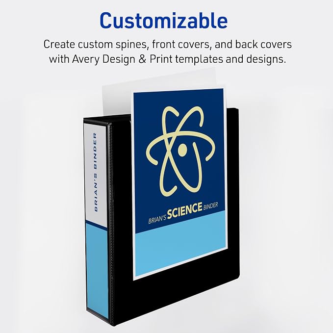 Avery Heavy-Duty View 3 Ring Binders, 2", 4 Assorted Bright Binders | For Heavy School, Home and Office Use, DuraHinge Tear-Resistant Spine, DuraEdge Split-Resistant Sides, Interior Pockets
