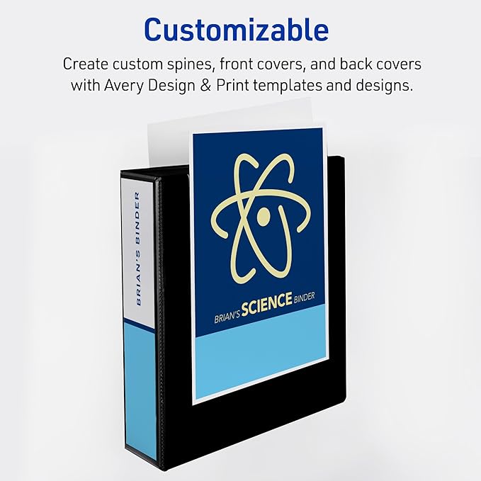 Avery Durable View 3 Ring Binders, 2 Inch Slant Rings, 530-Sheet Capacity, Assorted Bright Colors, 4-Pack (05635) – for School, Office, Teachers, Classrooms & Home Organization