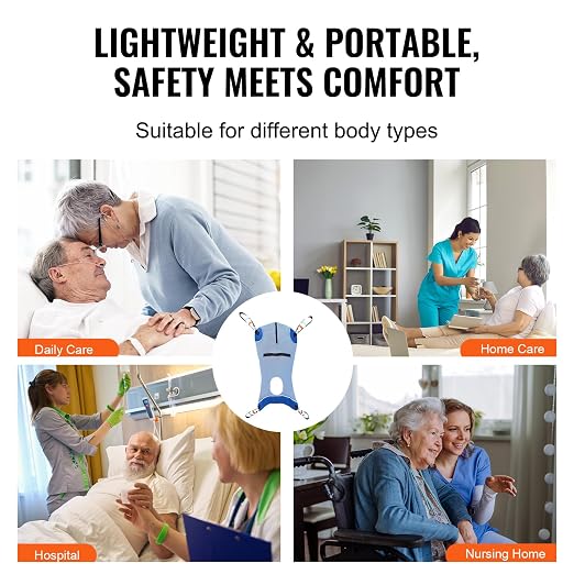 VEVOR Full Body Patient Lift Sling & Commode Opening, Patient Lift Medical Sling for Safe Bathing, Toileting, Polyester Patient Aid Commode Sling for Elderly, Disabled, Bedridden, 600LBS (Large Size)