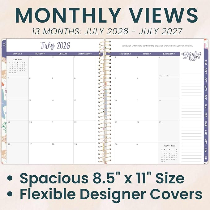 bloom daily planners 2026-2027 (8.5" x 11") Academic Year Day Planner (July 2026 - July 2027) - 13 Months Weekly & Monthly Agenda Organizer with Stickers & Tabs - Seaside Whimsy