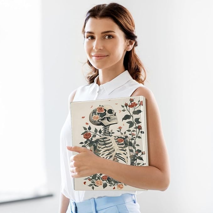 3 Ring Binder Skeleton and Roses 1.5" Round Ring Binders View Binder with 200 Sheet for Women Men Office Kids School Supplies, 1 Pack
