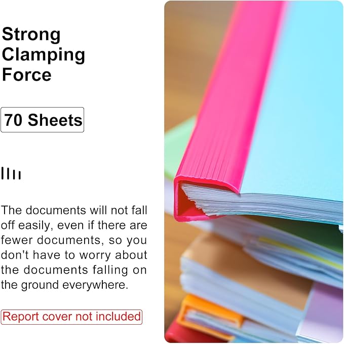 PATIKIL 100Pcs Binding Bars, 10mm Binding Bars Slide Grip 70 Sheets Capacity A4 Size Report Binder Triangle Presentation Binder for Report Cover Resume, Blue