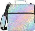 Gradient Leopard Pattern 3 Ring Zipper Binder with Shoulder Strap & Handle 2 Inch D-Ring Zippered Binder Bag with Multiple Pocket & Pencil Pouch, Binder Organizer for School or Office