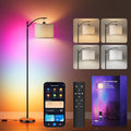 Smart LED RGBCW Corner Lamp with Linen Lampshade Compatible with Alexa, Color Changing Standing Lamp with 16 Million DIY Colors, Music Sync, Tall lamp for Living Bedroom Room,APP/Voice/Remote Control