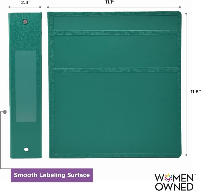 Carstens 2-Inch Heavy Duty 3-Ring Binder - Side Opening, Teal, Durable Plastic, No-Gap Rings, Waterproof Covers, No Pockets, Holds 300 Letter-Sized Sheets, BPA-Free, Made in USA (5822-3R), Case of 16