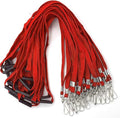 Bird Fiy Lanyards Safety Red Lanyards Neck Flat Premium Breakaway Badge Lanyard with J-Hook for ID Nametag Badge Holder (Red, 25 PCS)