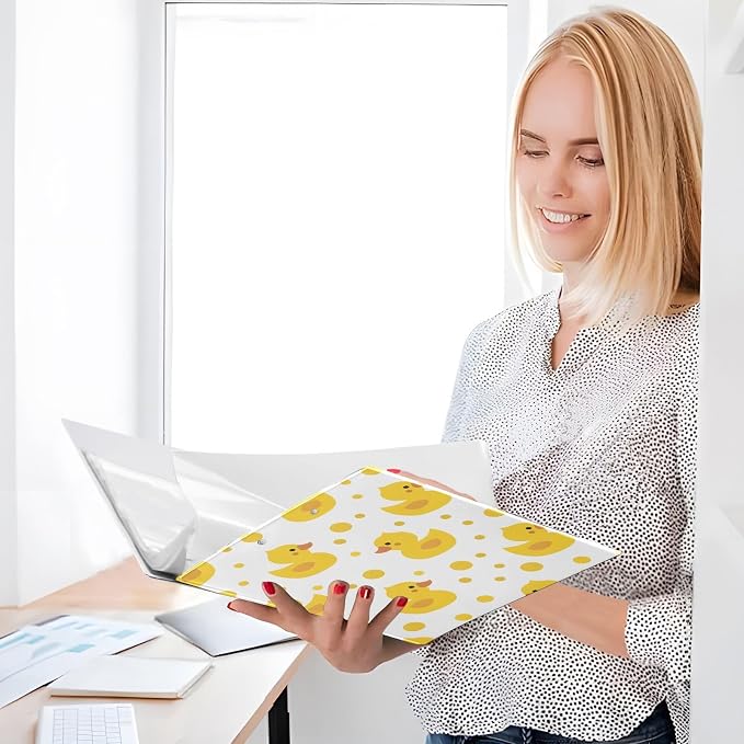 3 Ring Binder Cute Yellow Ducks 1.5" Round Ring Binders View Binder with 200 Sheet for Kids School Supplies Women Men Office, 1 Pack