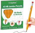 V-Opitos 14 Pack Jumbo #2 HB Pencils for Kids, Triangle Shape Pre-sharpened Wood-Cased Pencil with Top Eraser, Toddler First Pencils, Ideal Home, Kindergartens, School Classroom Supplies