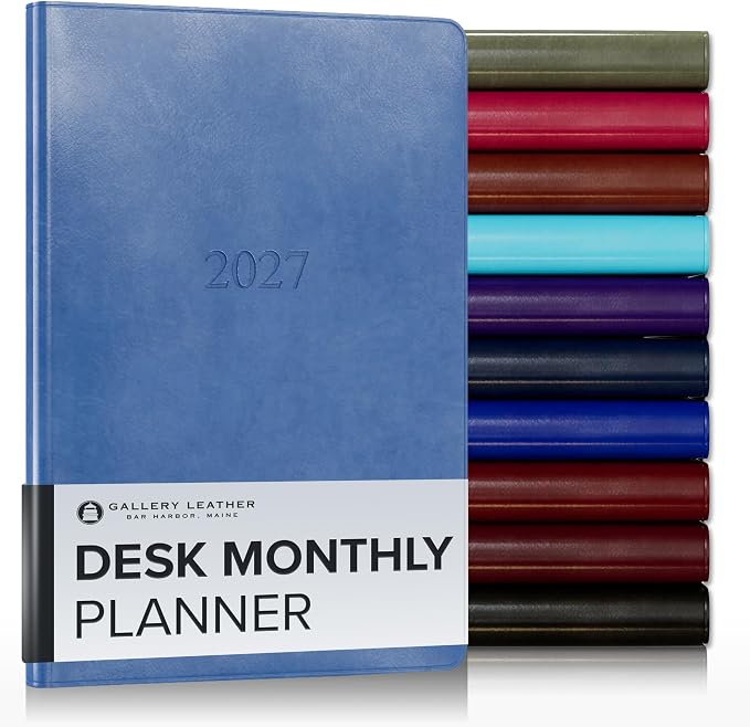 Gallery Leather Desk Monthly Planner 2026-2027 Acadia Hydrangea