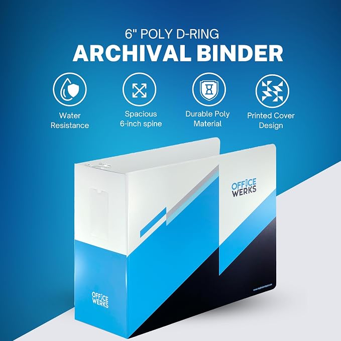 Performore 6 Inch Locking Angle D-Ring Binder Heavy Duty Poly Binder with Printed Design, Secure Locking 3 Rings, Spine Label Holder, Non-Customizable Cover, Holds 8.5" x 11" Paper (2)