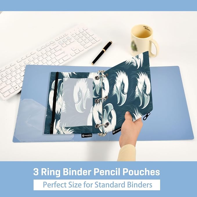 Eagles Head Pencil Pouch for 3 Ring Binder, 2 Pack Waterproof Pencil Bags Clear Window Pencil Case Zipper School Office Supplies