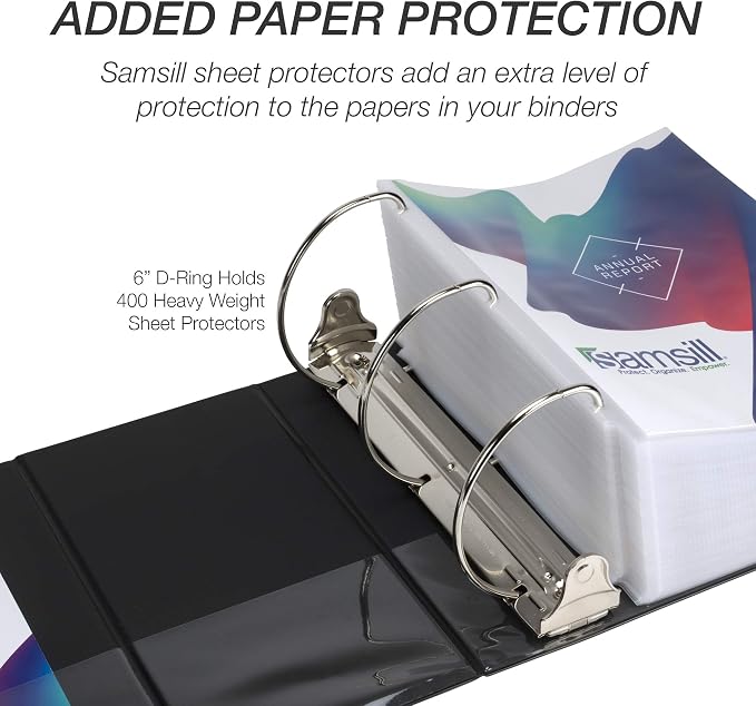 Samsill Durable 6 inch 3 Ring Binder, Locking D Ring 100% Recycled Chipboard, Black, Pallet of 120 Binders in 20 Cartons
