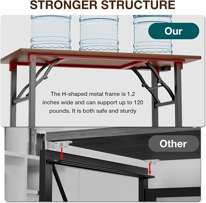 TEMI Small Computer Desk Folding Table - No Assembly, Compact 43.3" Foldable Desk with Power Outlets & USB Charging Port, Portable Small Office Desk, Ideal Mini Study Table for Narrow Spaces, Walunt