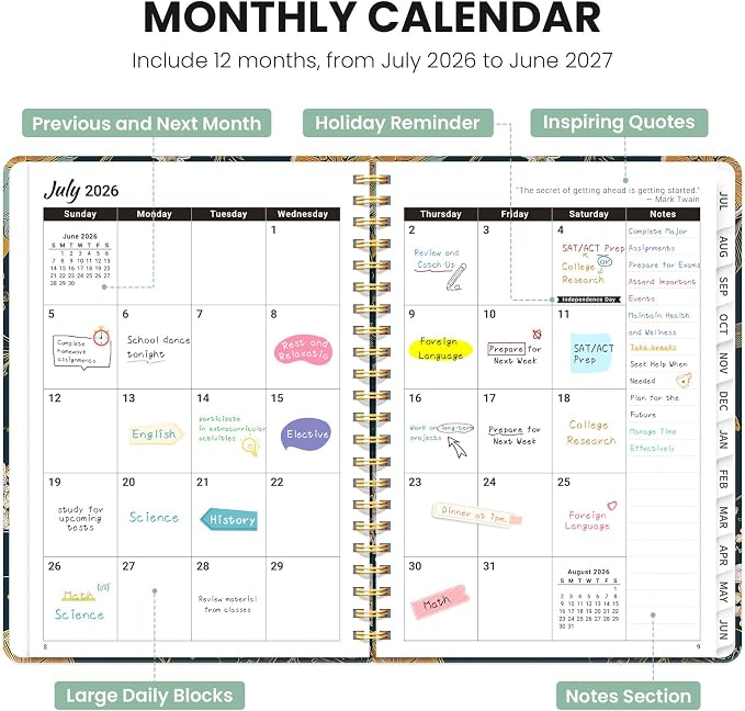 ZOTIA Planner 2026-2027 Weekly & Monthly Calendar Planner Jul 2026-Jun 2027