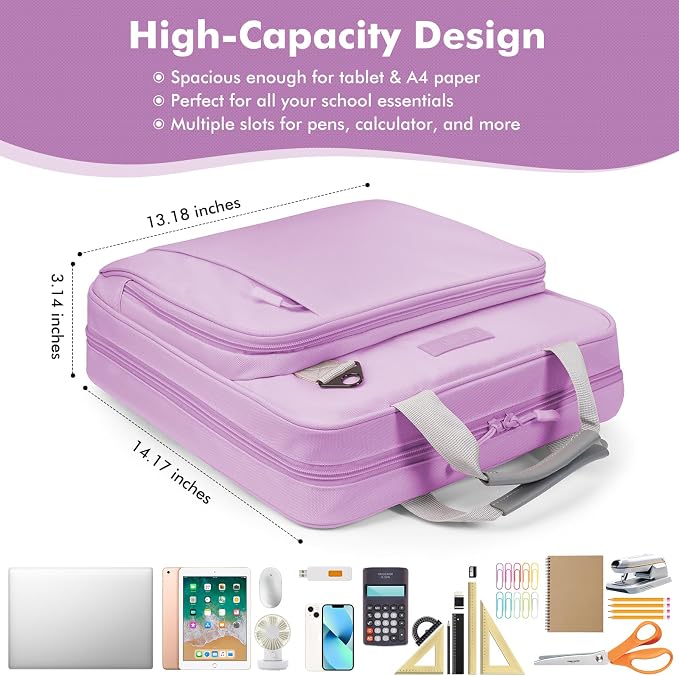 3-Ring Zipper Binder Organizer with Shoulder Strap, 2 Inch Binder | 500 Sheets Zip Up Binder Bag with Multiple Pockets & Storage, Laptop, Books Organizer for School Students and Teachers