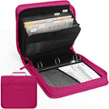 SUNEE Zipper Binder with Handle, 1.5 Inch O-Ring, 325 Pages Capacity, with 5-Tab Expanding File Folder for Classified Storage, Small Size Lightweight Zipper Bag for Middle School Students, Berry Pink
