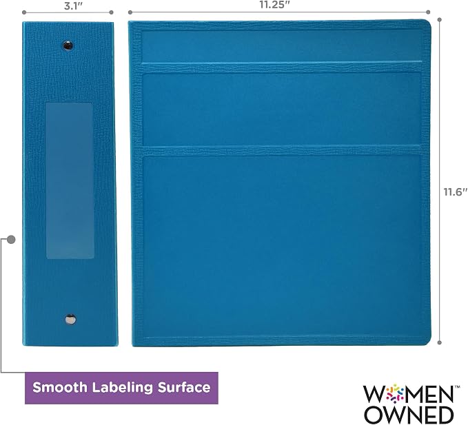 Carstens 3-Inch Heavy Duty 3-Ring Binder - Side Opening, Pool Blue, Durable Plastic, Precision No-Gap Rings, Waterproof Cover, No Pockets, Holds 400 US Letter Sheets, BPA-Free, Made in USA (1700-3R)