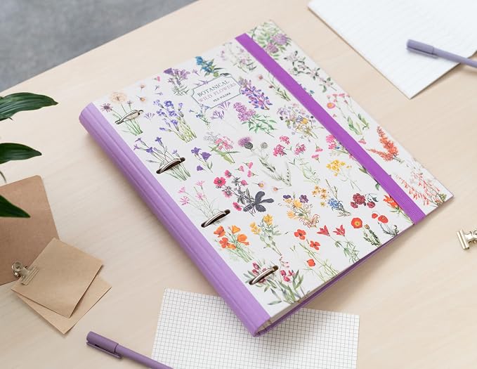 Grupo Erik 4 Ring Binder A4 - Wild Flowers, Stationery Gifts | A4 Folder with Elastic closure, School Folders for Paperwork A4, Back to School Supplies | Cute Stationary Gifts