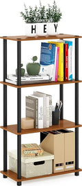 Furinno Turn-N-Tube Toolless 4-Tier Storage Shelves, Light Cherry | Wide Open Frame Book Shelf, Corner Shelf, for Organization, Living Room, Garage, Home Office