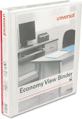 Universal 20962CT Economy Round Ring View Binder, 1" Capacity, White (Case of 12)