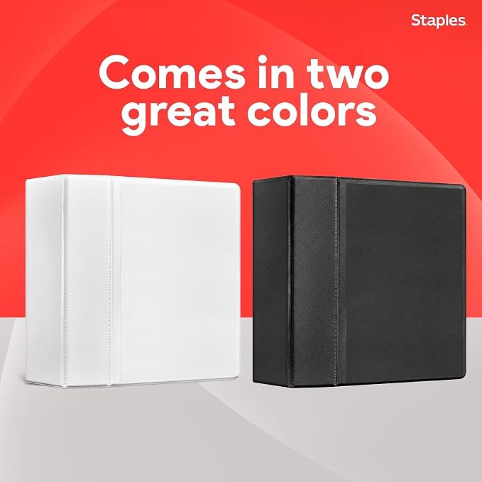 Staples 5" 3-Ring View Binder, D-Ring, White (55416/26360)