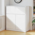 AMERLIFE Storage Cabinet with 2 Doors, 32 x 16 x 36 Inch | 1-Tier Storage Case and Modern Display Shelf for Collectibles, White