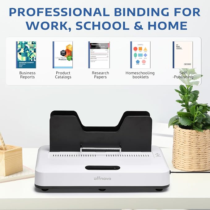 OFFNOVA Thermal Binding Machine 500 Sheets Capacity, No Preheat, Air Cooling, Book Binder Machine with 10 Binding Covers, A4/A5/Letter Size Business Documents, Office and Homeschool Projects
