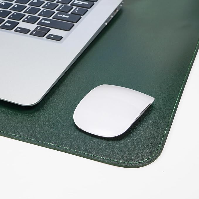AFIING Cork Desk Mat 47" x 23.6", Dual-Sided Natural Cork & PU Leather Desk Pad, Non-Slip Waterproof Large Mouse Pad for Office, Home & Gaming (Dark Green)