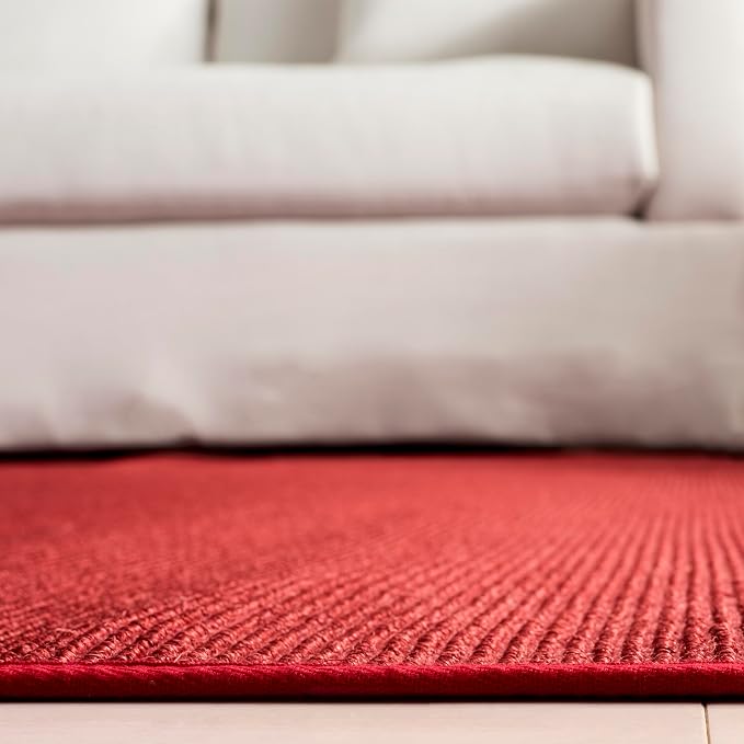 Martha Stewart x SAFAVIEH Area Rug Collection - 8' x 10', Red, Sisal & Jute, Farmhouse Style, Ideal for Living Room, Bedroom, Office, Dining Space (MSR9501Q)