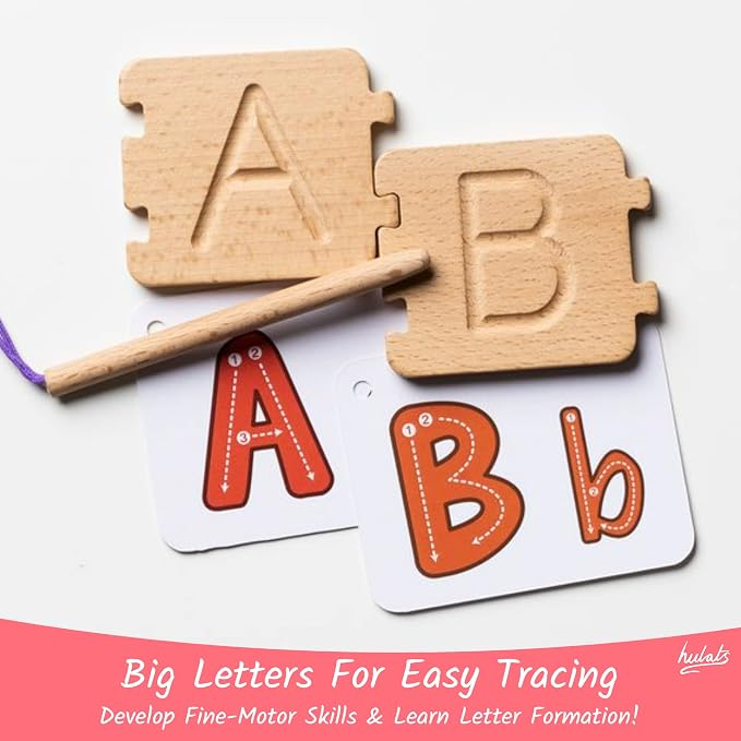 Hulats Montessori Letter Tracing Alphabet Learning Toy - Learn to Write Spelling & Tracing Letters Game Kids Ages 3-5 Sand Tray - Toddler Fine Motor Skills Toy 5 Year Old Home Schooling Material Pre-K