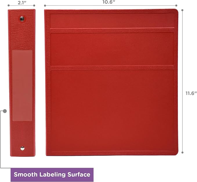 Carstens 1.5-Inch Heavy Duty 3-Ring Binder - Side Opening, Brick Red, Durable Plastic, Precision No-Gap Rings, Waterproof Cover, No Pockets, Holds 250 Letter Sheets, BPA-Free, Made in USA (2049-3R)