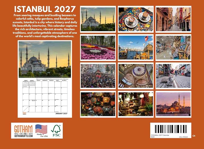 Istanbul Calendar 2027 Turkey Monthly Wall Calender 12 Month