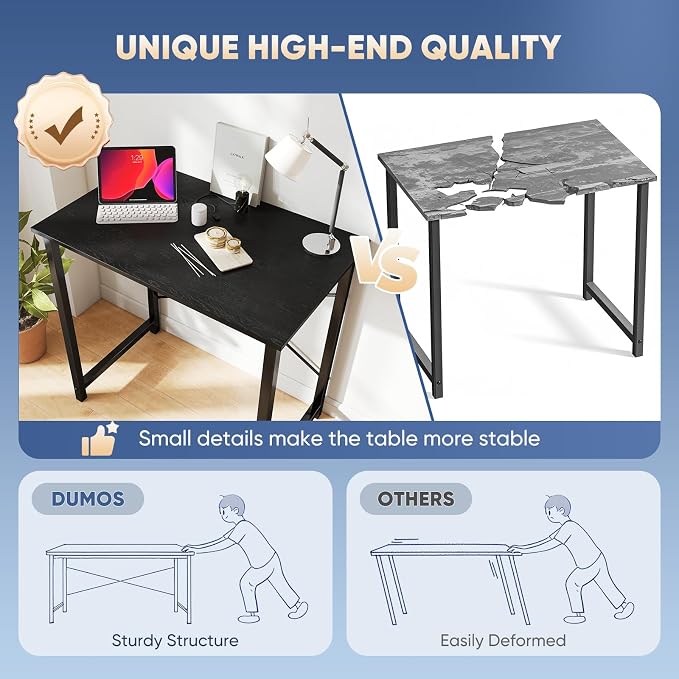 DUMOS 32 in Small Computer Desk for Home Office, Modern Study Work Table Simple Style for Bedroom, Writing Desks with X-Shaped Reinforcement, 2 Pack, Black | Modern Study Writing Work Table, Craft PC Desk Simple Workstation with Reinforcement Structure...