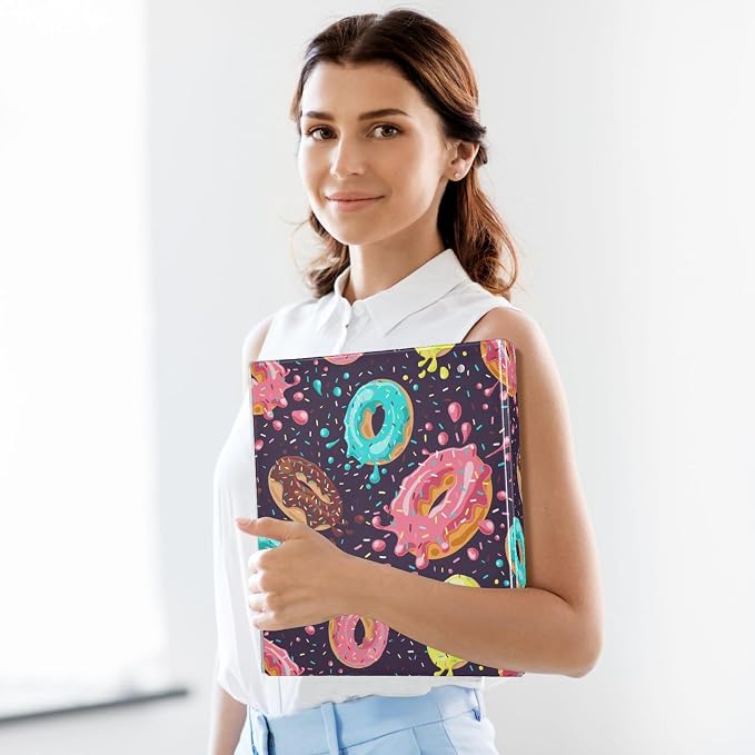 3 Ring Binder Donuts Colored Glaze Sprinkles 1.5 Inch Three Ring Binder