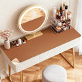 LovePads Makeup Mat for Vanity, 16" x 32" PVC Desk Mat & Dresser Cover Top | Waterproof Desk Protector, Vanity and Desk Accessories; Wipes Clean, Ideal for Writing, Nail Art, Craft Table, Brown+Beige