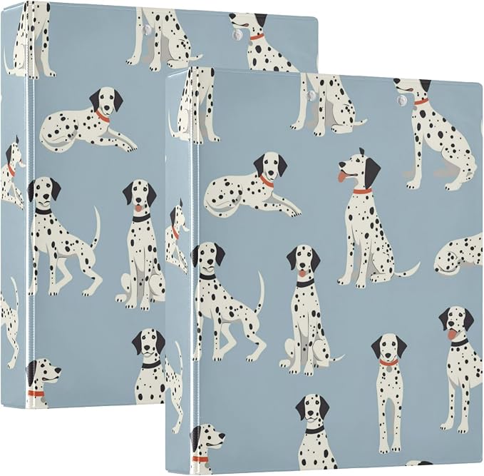 Dalmatian Dog Round Ring Binders 1.5 Inch 3 Ring Binder with Clipboard Holds 200 Sheets Office Home School