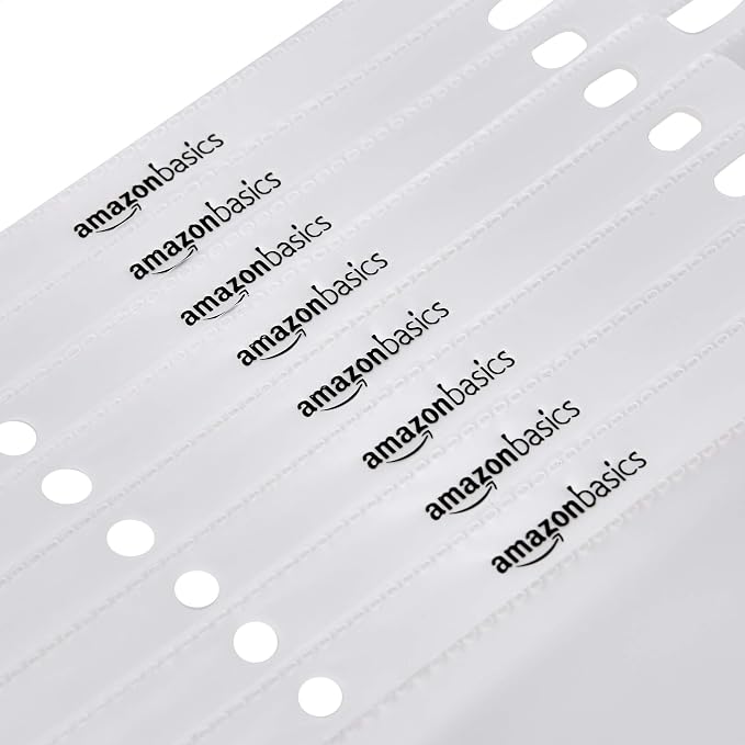 Amazon Basics Heavy Duty Non-Glare Sheet Protector for Documents, 3 Ring Binder, Top Loading, Letter Size 8.5 x 11 inch, Clear, 100-Pack