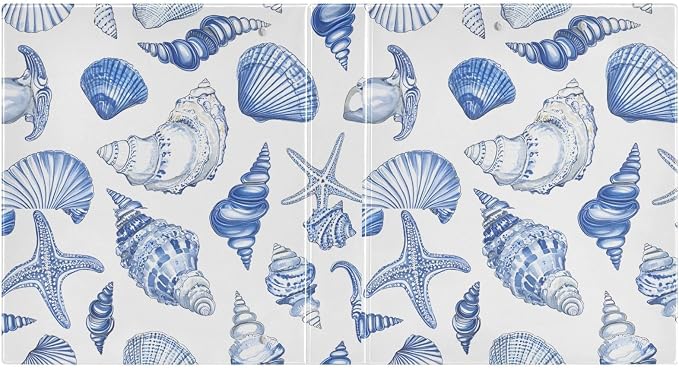 3 Ring Binder Blue Seashells Ocean Nautical Coastal 1.5 inch Binders Three Ring Binders with Clipboard Fit 8.5'' x 11'' Paper 3 Interior PVC Clear Pockets for Office Supplies