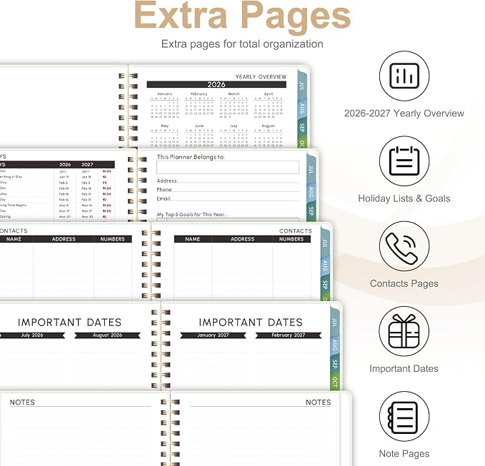 Planner 2026-2027, Academic Weekly and Monthly Calendar Planner, July 2026 - June 2027, Hardcover Spiral Agenda Book, School Supplies for Teacher Student - Letter Size(8.5" x 11")